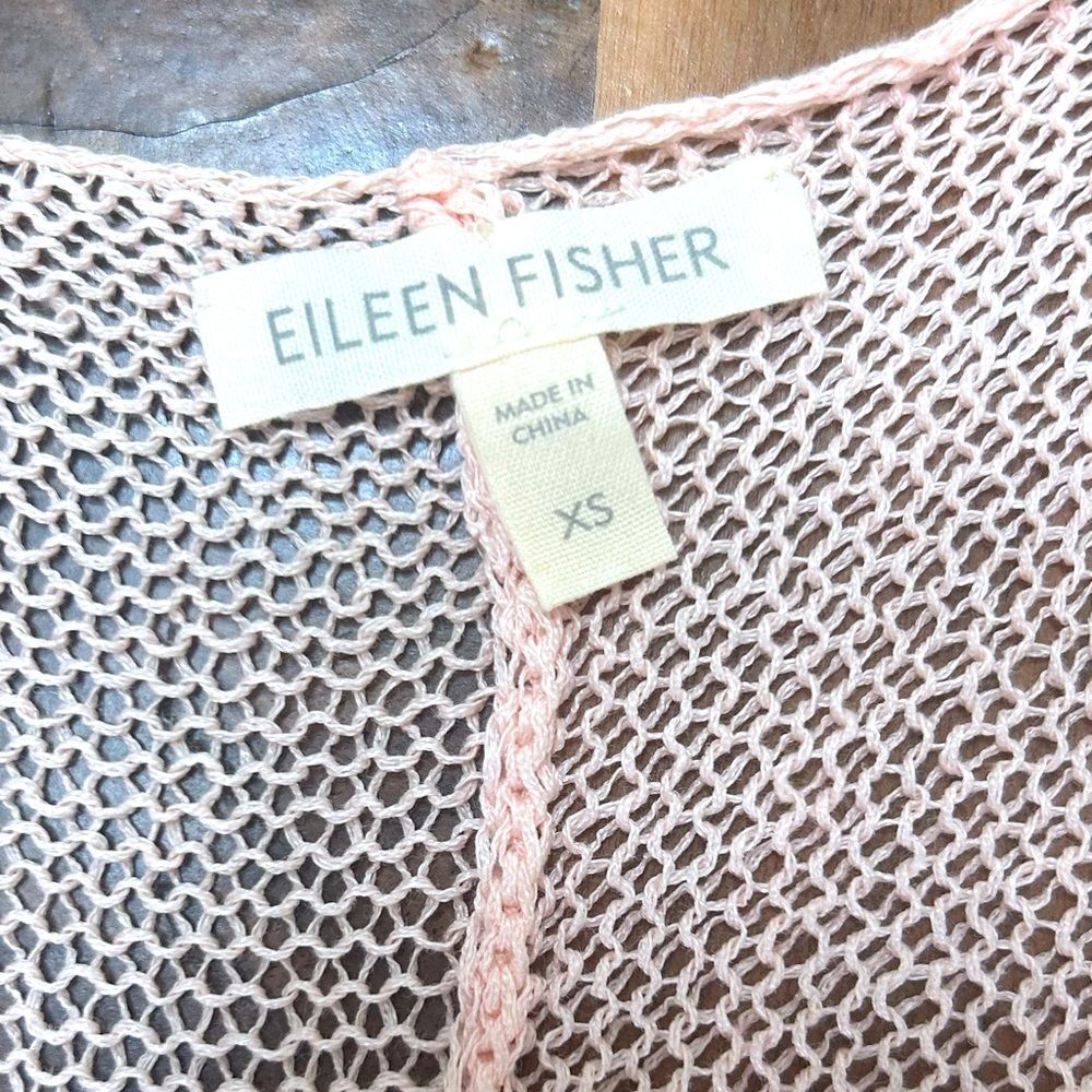 EILEEN FISHER Asymmetrical Hand-knit Linen blend Sleeveless Top XS Peach Perfect - Picture 6 of 9